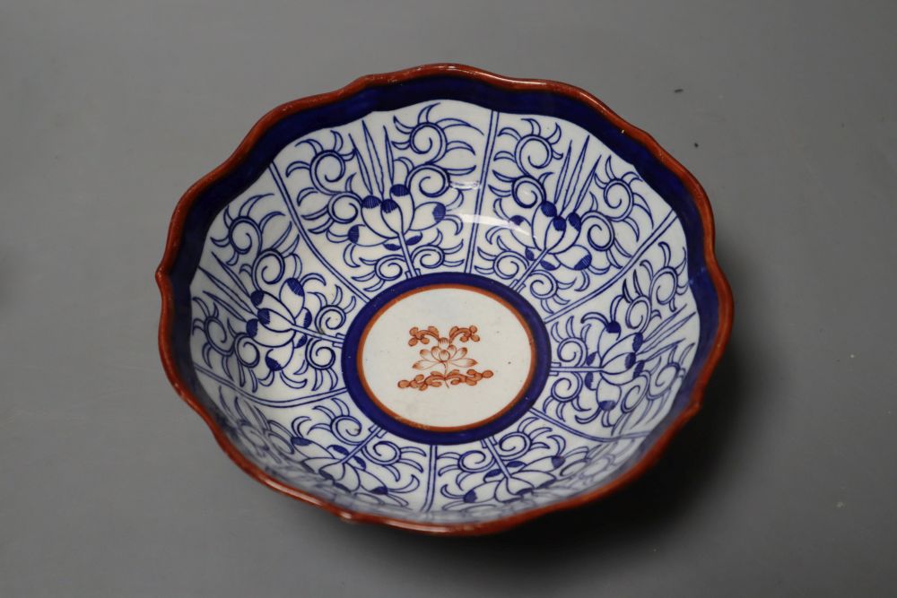 A Worcester Royal Lily caudle or chocolate cup and saucer c. 1770, 14cm